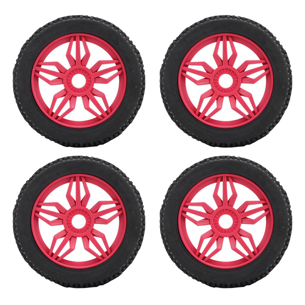 4PCS Remote Control Car Tires Stable Grip Strong Cushioning Uneven Texture Thickening Universal for 1 8 RC Car Red