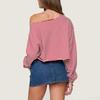 Women's Fashionable Casual Versatile Loose One-shoulder Pullover Women's Off-Shoulder Long-Sleeved Sweatshirt
