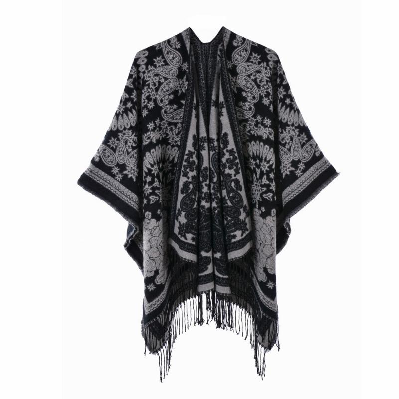 Autumn and winter scarf women's retro shawl scarf split cape travel outside with thermal cape