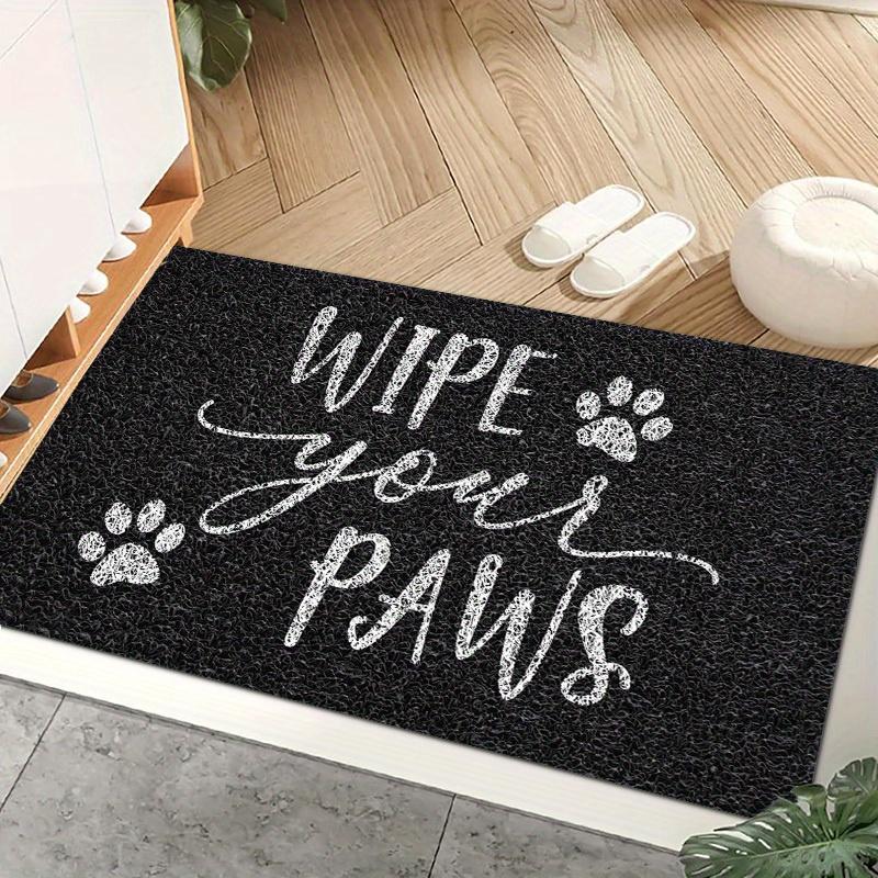 Wipe Your Paws Door Mat Carpet Mat Rug Home Decoration Paw Print Black Coconut Fiber Non Slip Floor Mat Entryway Home Floor Mat