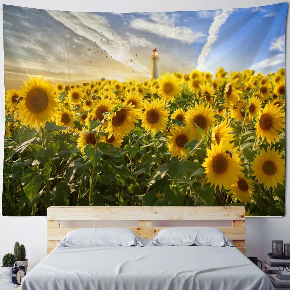Home Wall Decoration Tapestry Sunflower Field Background Office Living Room Tapestry
