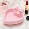 Narrative Space Decoration 3D Printed Bow Jewelry Tray, Cute Heart-Shaped Organizer, Stable Decorative Desktop Organizer Lightweight Luxury Desk Decor