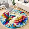 1pc Hummingbird Flowers Office Round Area Rug, Indoor Mat Suitable ForOffice, Under Office Chairs Bedroom Living Room Home Decor, Room Deco D164
