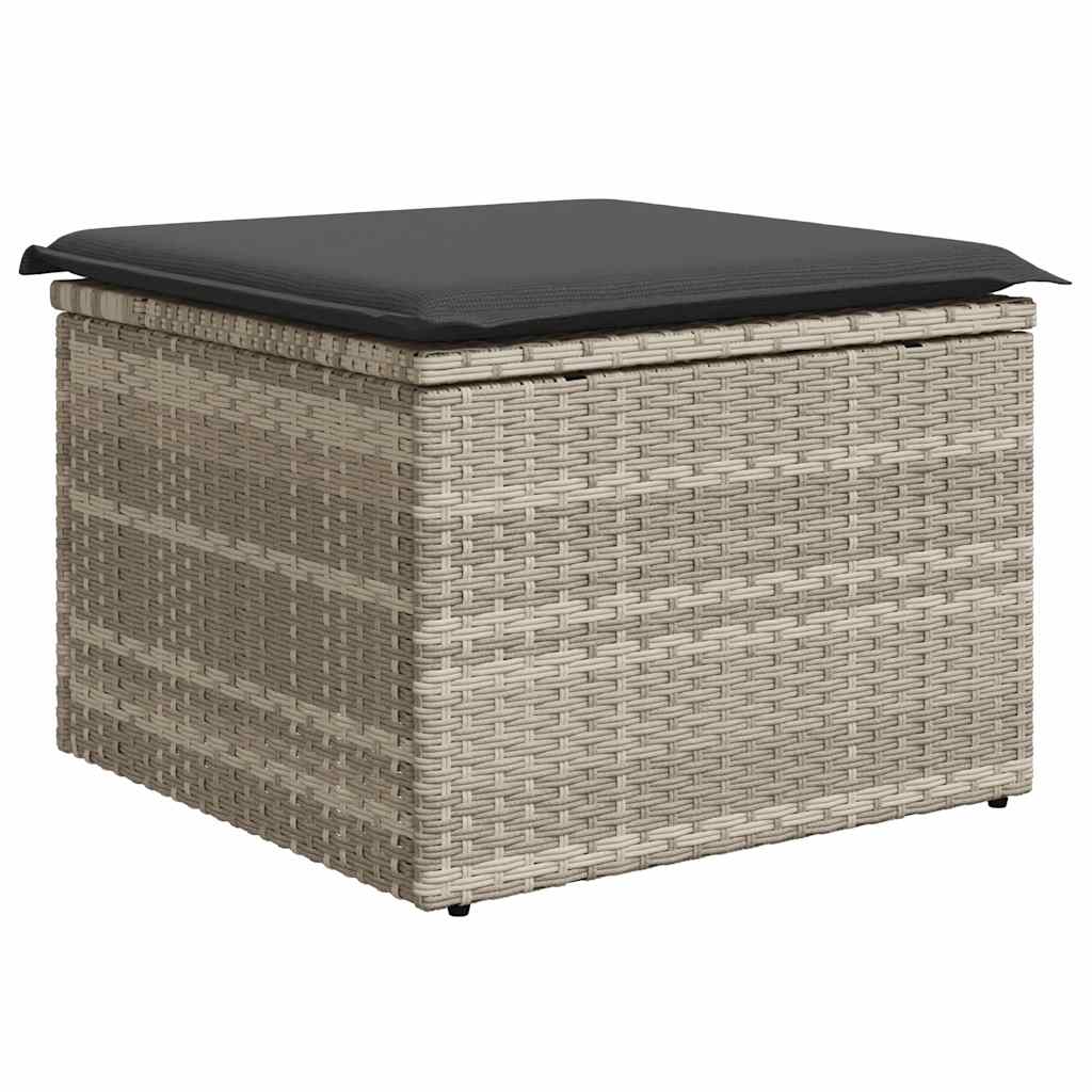 8 Piece Garden Sofa Set with Cushions Light Grey Poly Rattan