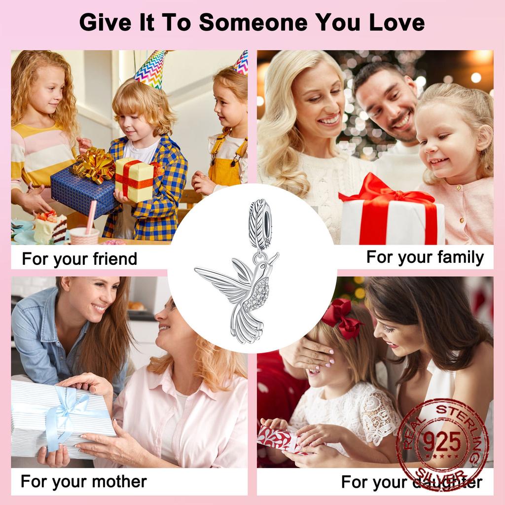 copper Animal Solid Color Hummingbird Bird Pendants Charm Compatible With Authentic Charm Bead Charms Bracelets Women Do It Yourself Jewellery Gift