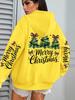Merry Christmas Bow Tree Pattern Women'S Hoodie Casual Hoodie Autumn Hooded Sweater