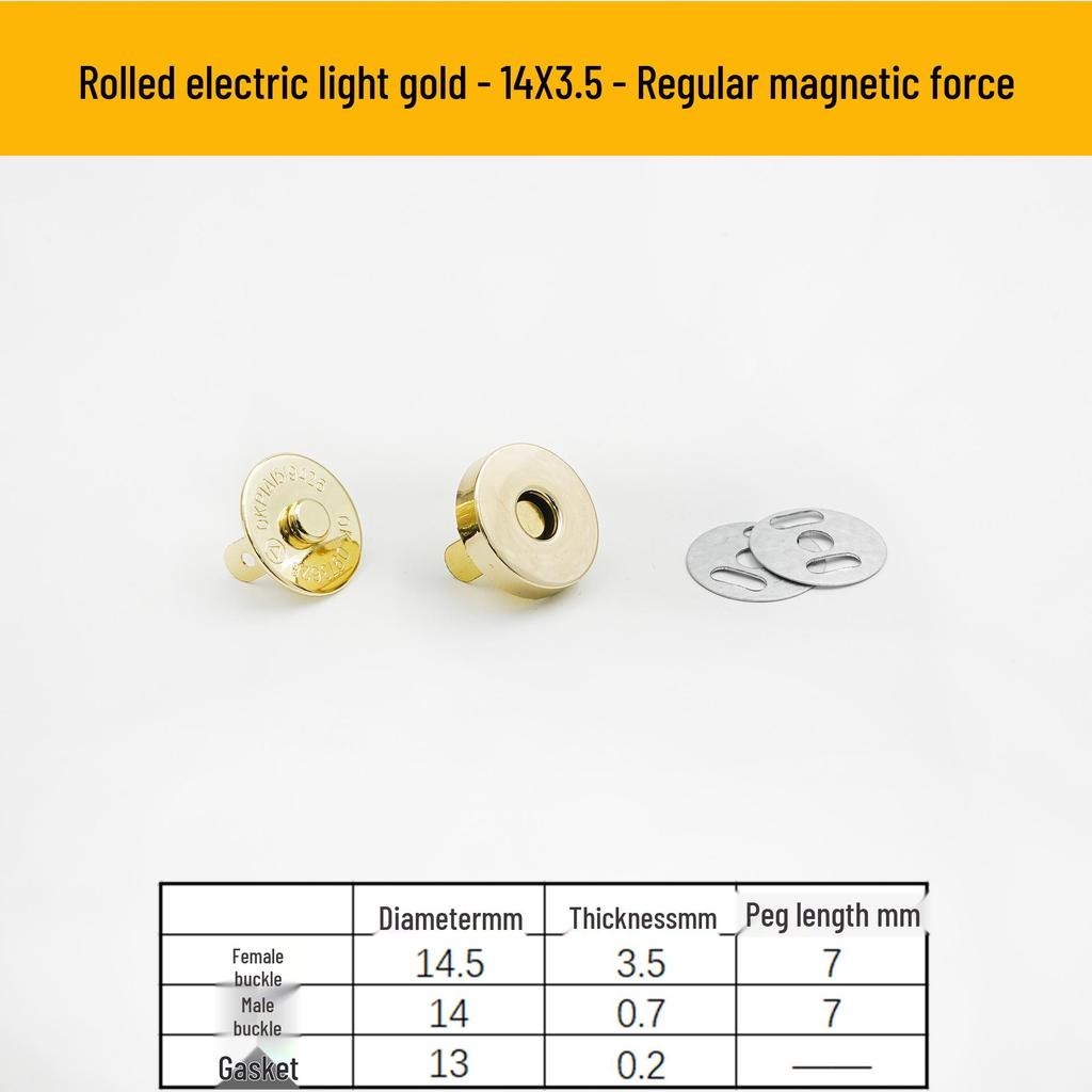Triple Strength No-Sew Round Electroplated Magnetic Bag Buckle with Thickened Metal Pin