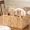 Geflochtener Aufbewahrungskorb mit Griff 4 Fächer Handgefertigt Natürlicher Utensilienorganizer für die Küche