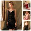 Samt-Nachthemd mit Wasserfallausschnitt, Pure Desire, gekreuzte, rückenfreie, sexy Mini-Loungewear, 440 Luxe, verführerische Nachtwäsche mit schmeichelhaftem Wasserfallausschnitt