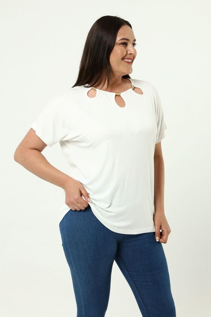 Damenstil Große Größe T-Shirt Übergröße Komfortmodell Stilvoller Kragen Detailliert Baumwolle Kurve Kurze Ärmel Mutter Sommer Abendkleid Tunika T-Shirt