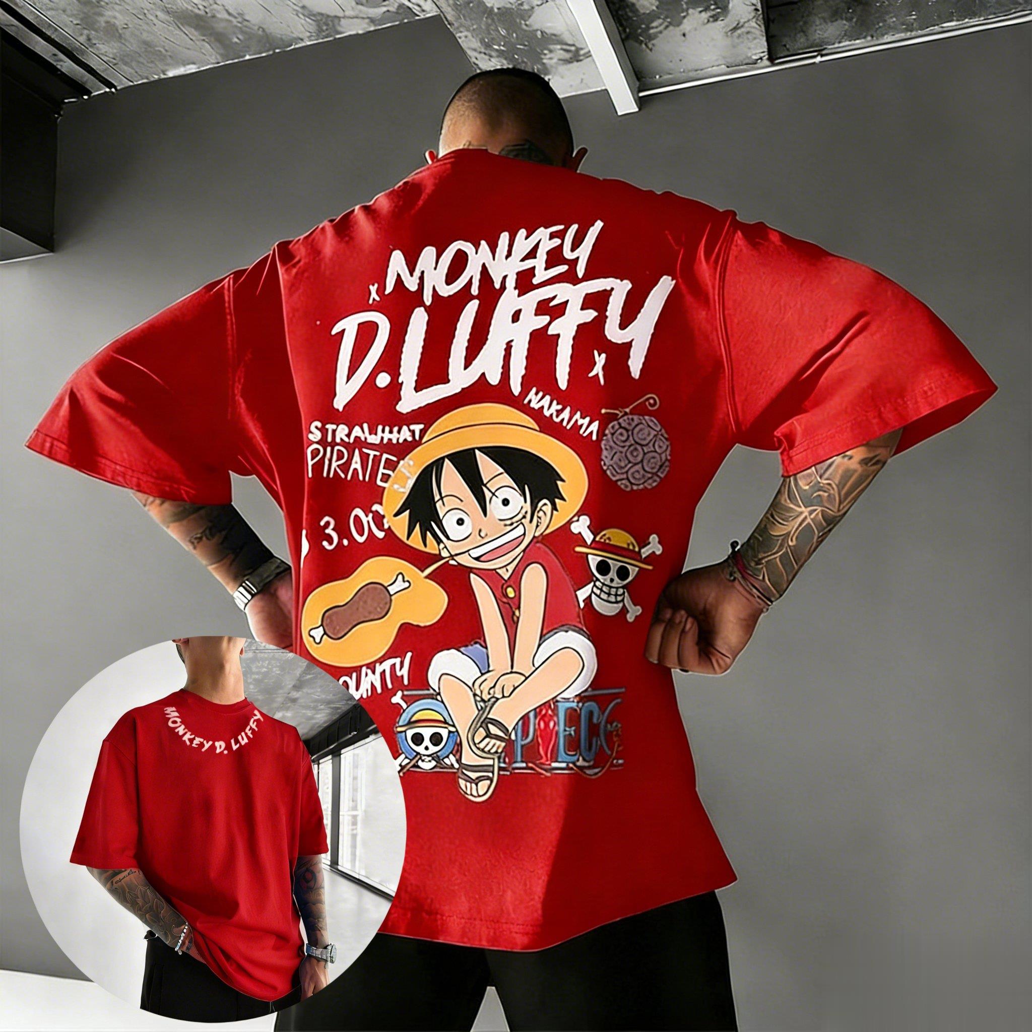 

Plus Size One Piece Anime Printed Men and Women Tshirt Casual Parent Child Top Fashion Summer Y2K Harajuku Style Street Wear S