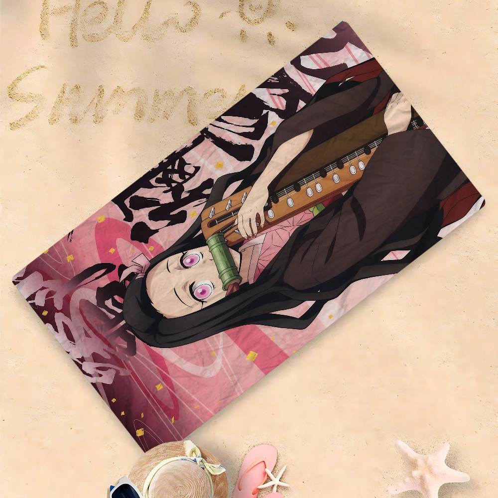 Demon Slayer Nezuko Kamado Cartoon Microfiber Printed Beach Towel Mountain Climbing Yoga Beach Swimming Running Absorbent Towel