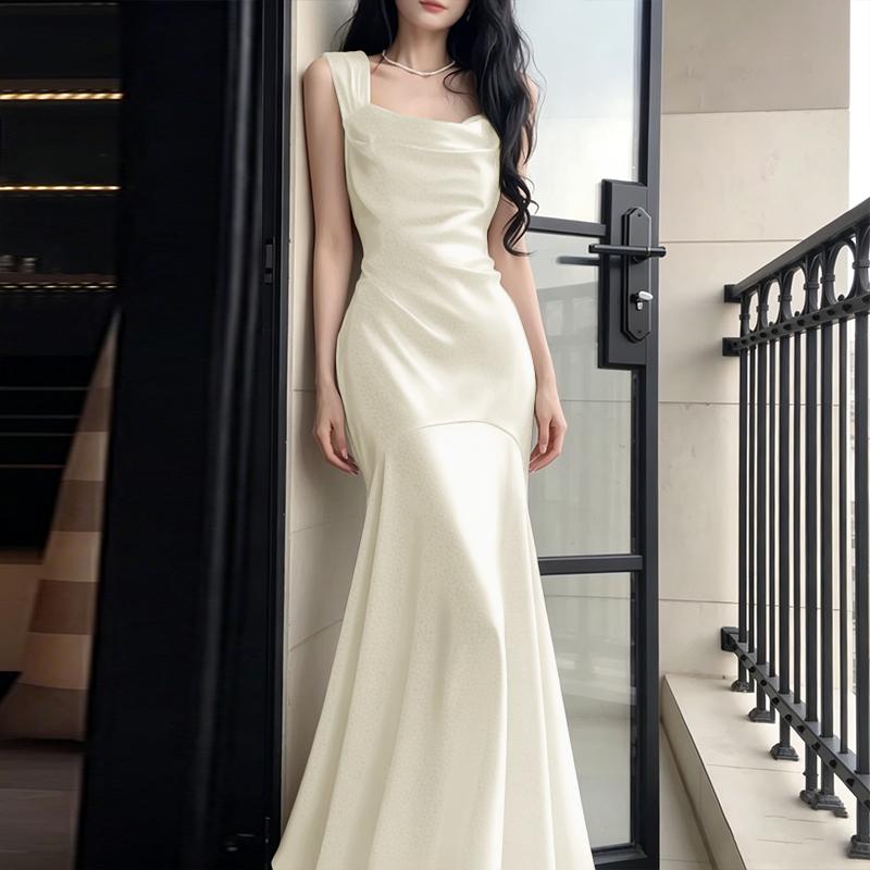 ZANZEA Women Casual Square Collar Sleeveless Elegant Long Dress S абрикосовый
