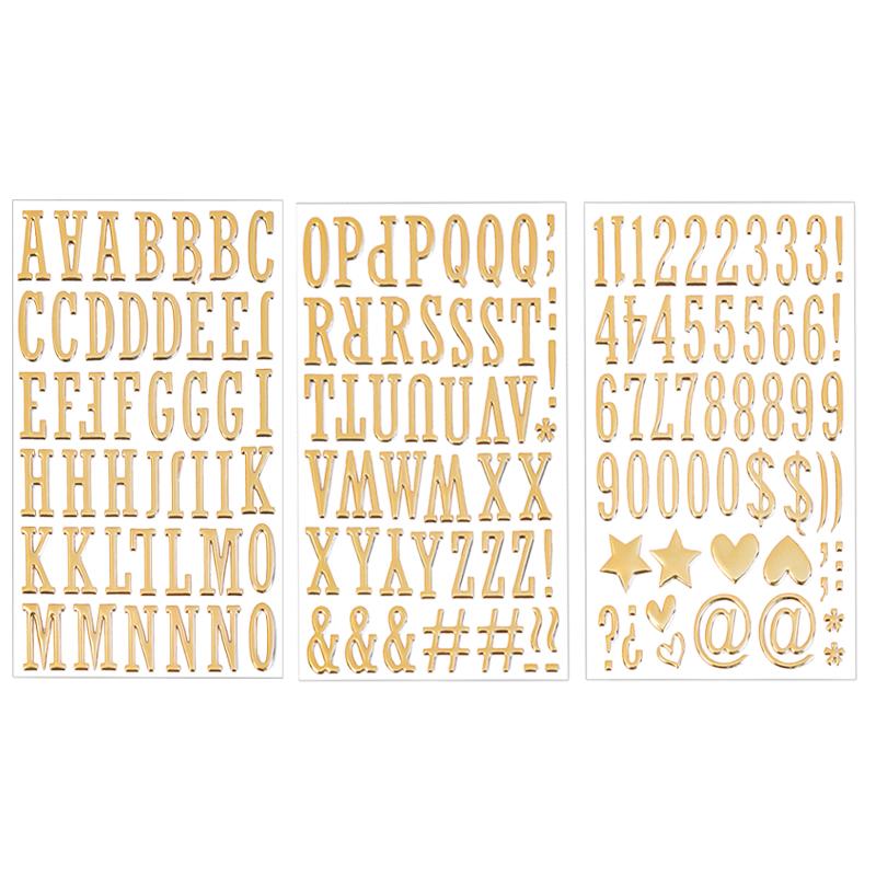 

3 Sheets 3D Gold Puffy Letter and Number Stickers Grad Cap Decoration DIY Crafts Art Making Waterproof Aesthetic Art Fonts Decal