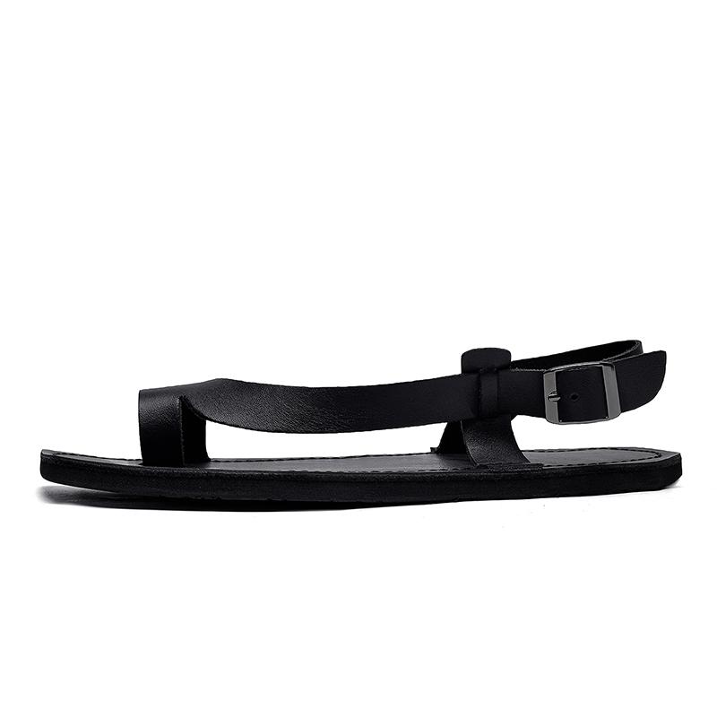 Fashion Leisure Walk Roman Flats 2025 New  Summer Men's Sandals Genuine Leather Male Casual Shoes Outdoor Men Open-toe Beach Shoes