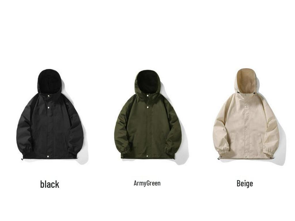 Autumn 2025 Men's Hong Kong Style Waterproof Windbreaker Jacket with Hood