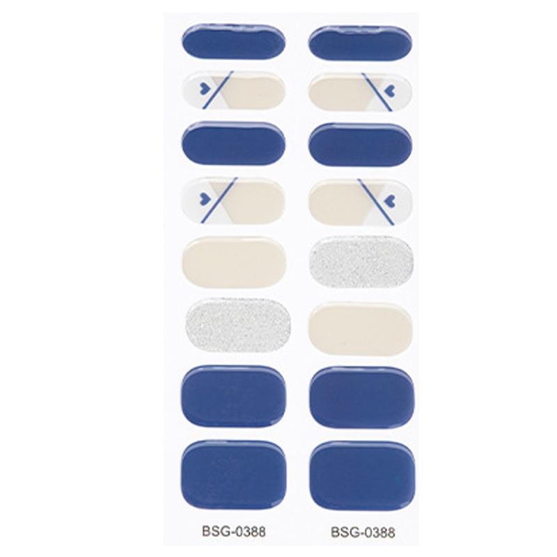 Self-Adhesive Gel Nail Stickers Full Nail Wraps Nail Decals Semi-Cured Polish Strips Nail Art Decoration for Women Girls