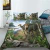 Jurasic Dinosaur Soft Duvet Cover Set for Young Boys King/Quen Sized Dimensions Polyester Beding Set Big Stegosaurus Brontosaurus Pterosaur