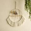 Elegant Handmade Macrames Tassels Wall Hanging Decors Large Round Frame Wood Beads Wall Ornament for Home Aesthetic
