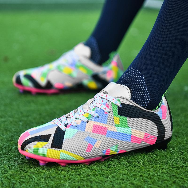 Men's Low-top Football Boots Large Size Long Nails PU Leather Boys Soccer Shoes Nailing Anti-slip Football Boots