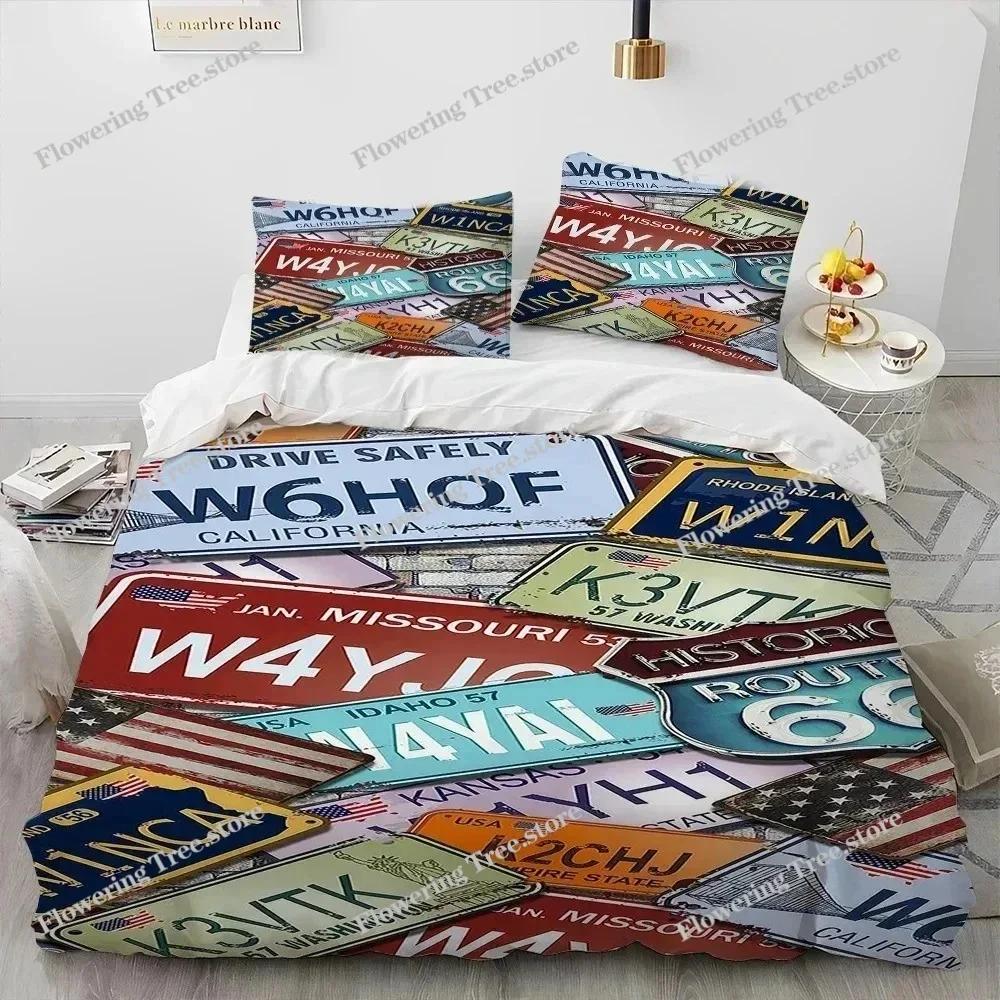 3D Print Historic Route 66,Mother Road,Comforter Bedding Set,Duvet Cover Bed Set Quilt Pillowcase,king Queen Size Bedding Set029