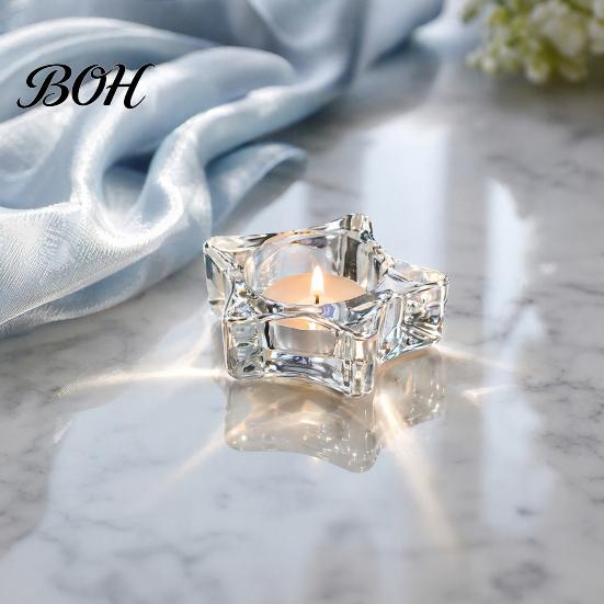 Small Glass Candle Holder Flower Tealight Holder, Plum Blossom for Home Party Decor, Wedding Table Centerpiece Compact