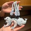 Ocean Whale Leather Keychain: Student & Couple Backpack Pendant