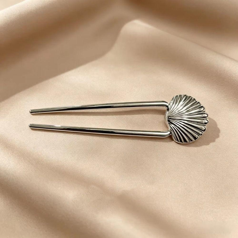 U Shape Shell Hair Sticks Zinc Zinc Alloy Chinese Style Hair Clips U-Shaped Hair Forks Hanfu Accessories