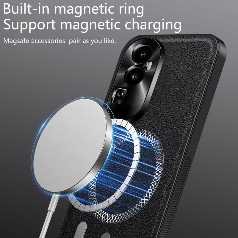 For Oppo Reno 10 Pro Case Magnetic Elegant Leather Wear-Resistant Lens Fully Covered Non-Slip Grip Edge Cover Shell