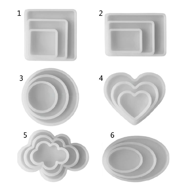 3pcs Epoxy Resin Molds Geometry Tray Coaster Silicone Mold DIY Crafts Tool