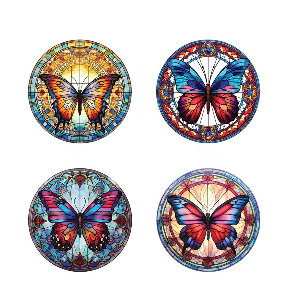 

4pcs PVC Window Glass Stickers Removable Non Adhesive Collision Prevention Colorful Butterfly Pattern Window Clings Butterfly