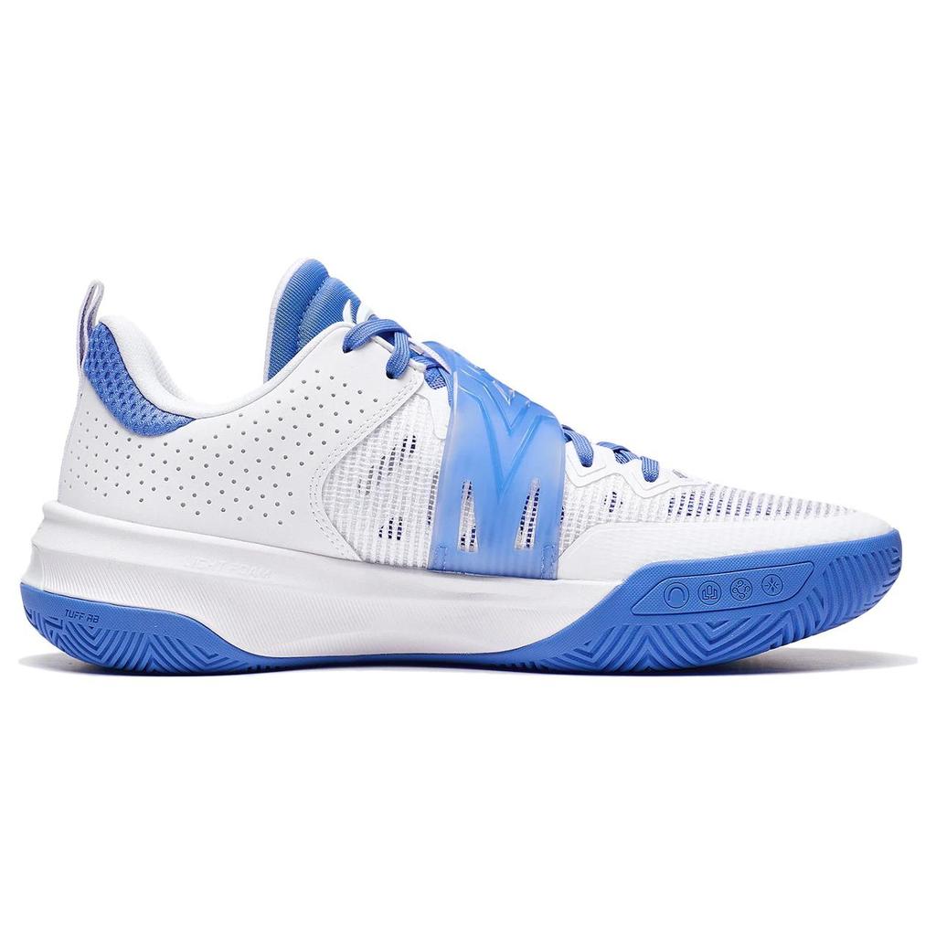 New LiNing Liren3 TEAM Cushioning Anti Slip And Wear Resistant Low Top Basketball Shoes Men's White Blue ABAS095-7