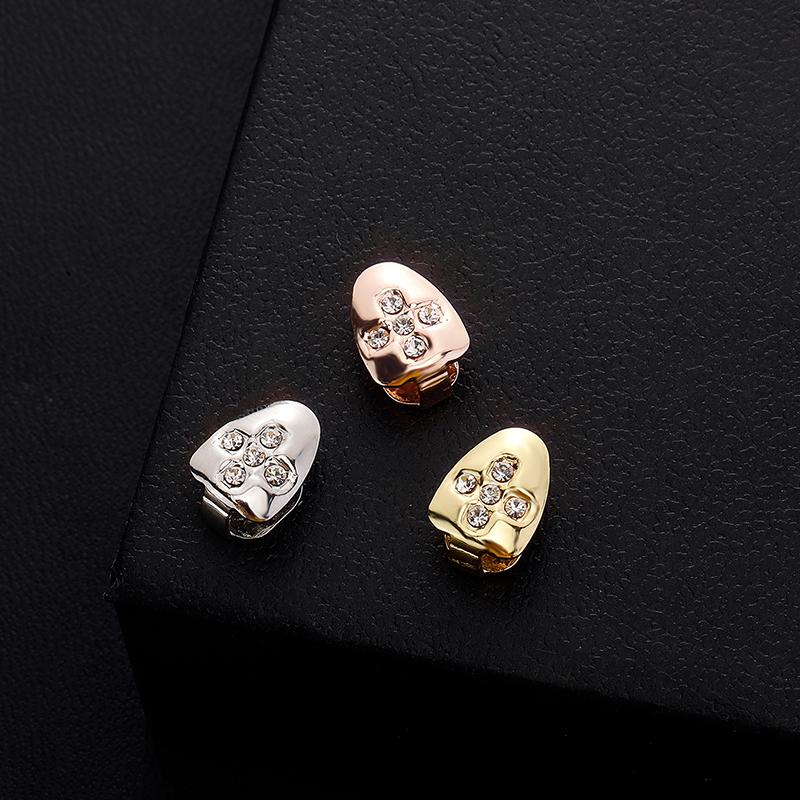 Single Hip Hop Teeth Grillz Fashion Rhinestones Gold Silver Color Removable Grills Dental Mouth Punk Teeth Caps Jewelry Gift