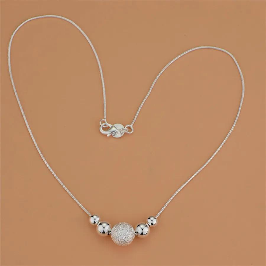 Charms wedding party silver Plated new lady bead women necklace jewelry fashion cute pendant LN019