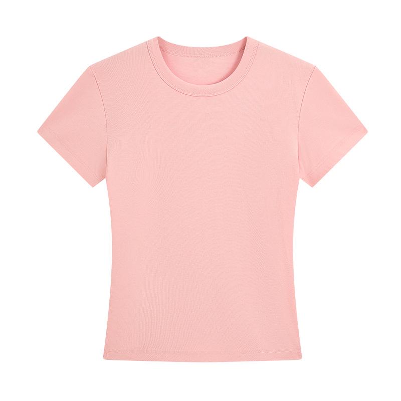 Women's Straight Shoulder Slim Fit T-Shirt - Short Sleeve, Versatile Summer Top