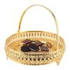 Retro Round Fruit Tray Exquisite Decorative Large Capacity Alloy Dessert Plate with Handle for Party
