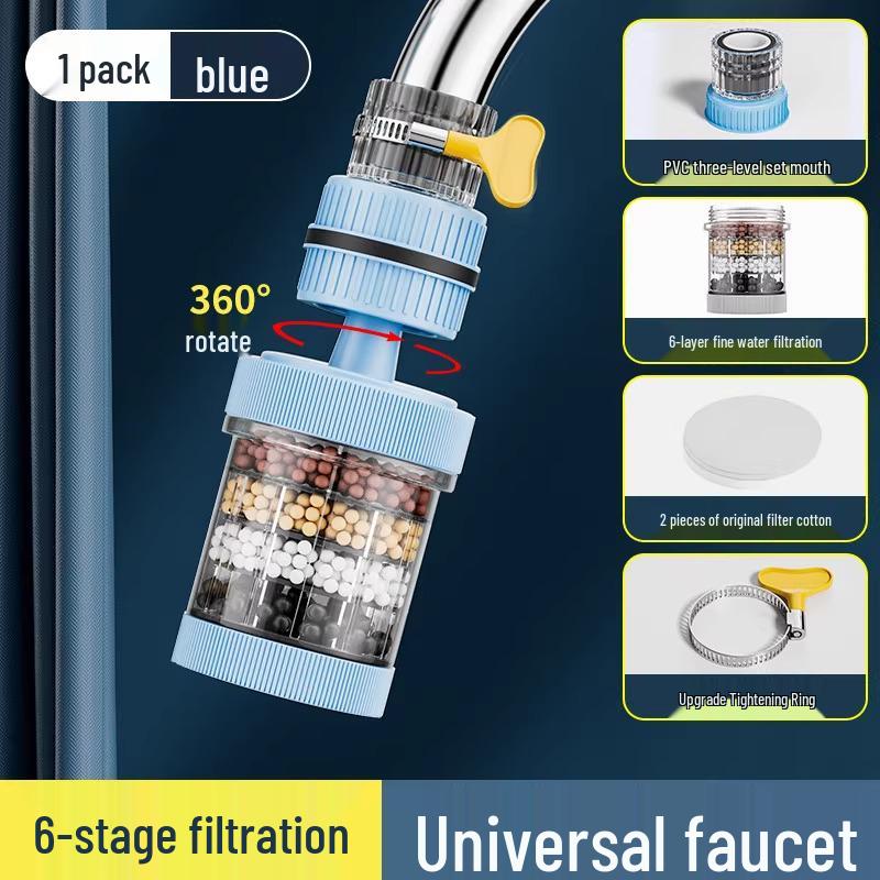 360° Rotating Anti-Splash Kitchen Tap Filter with Washable Faucet Water Purifier
