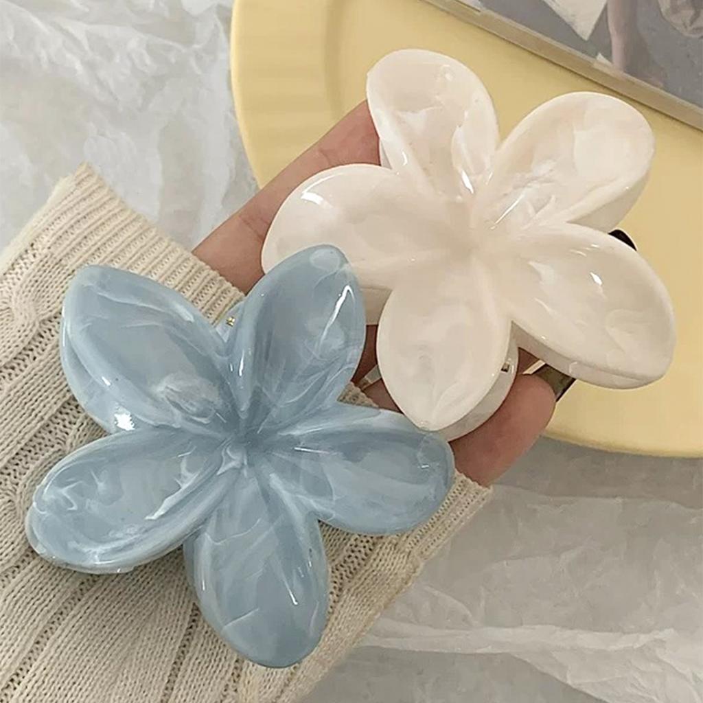 Flower Hair Claw Clips for Thick Hair,Strong Hold Nonslip,Hawaiian,Cute Large Marble Hair Clips,Banana Clip for Thin Hair