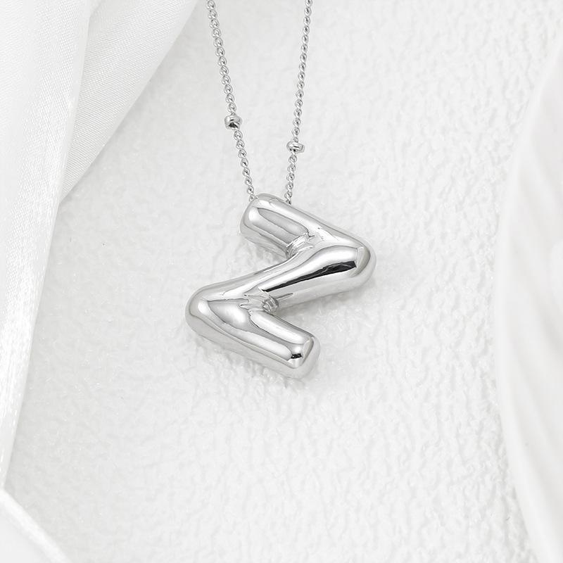 

Smooth Chunky Bubble Initial letter Pendant Necklace Women Personality Gold Color Balloon 26 Letter Necklaces Silver