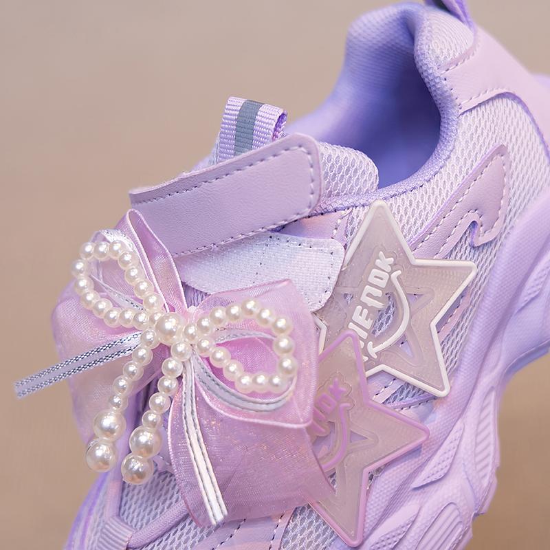 PU Leather Sport Shoes For Girls Trend Fashion Children's Running Shoes Korean Style Teenager Girl's Sneakers Fashion Footwear