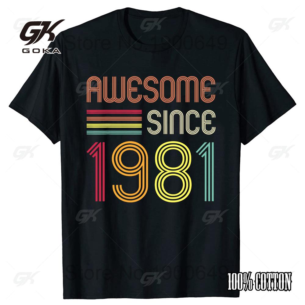 

Смешные футболки классического дизайна Сделано в 1981 году. Ограниченный выпуск . Унисекс, с графическим принтом, из хлопка, уличная одежда, с коротким рукавом, подарки на день рождения, футболка мужская 4XL