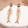 Gothic Fish Bone Earrings Exaggerate Geometric Drop Earrings Personality Earrings  Hollowen