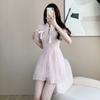 New Chinese Style Modified Qipao Short-Sleeve Dress for Women, Summer High-End Elegant Waist-Cinching Fairy Puffy Dress