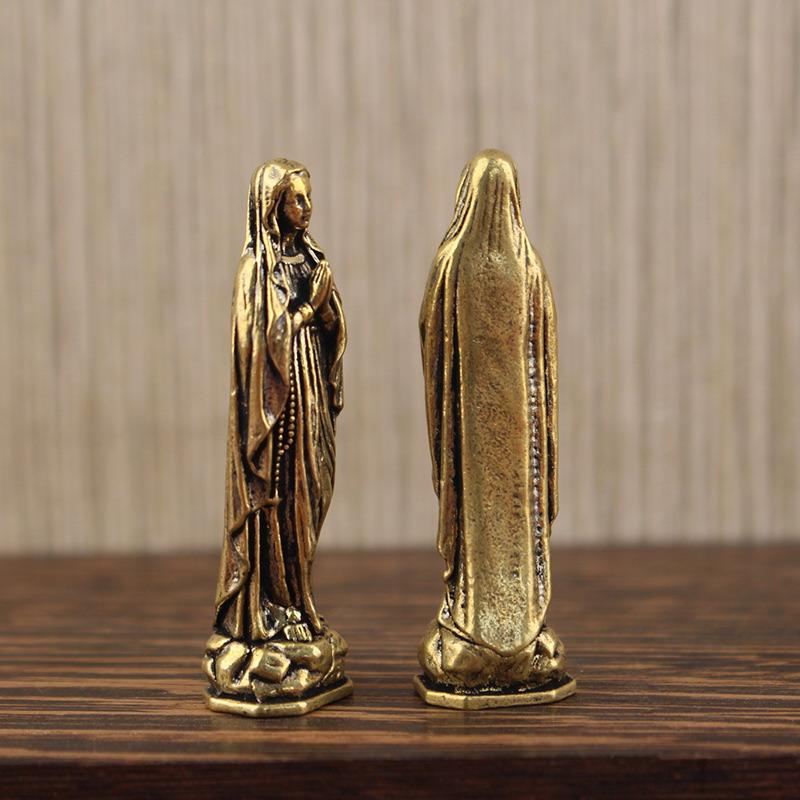 Brass Maria Figurine Pendant Brass Maria Figurine Pure Copper Vintage Virgin Mary Figurine