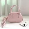 Women Pu Leather Bowling Bag Mini Small Square Handbag Top Handle Crossbody Shoulder Bag Trendy Versatile Casual Dating Tote Bag