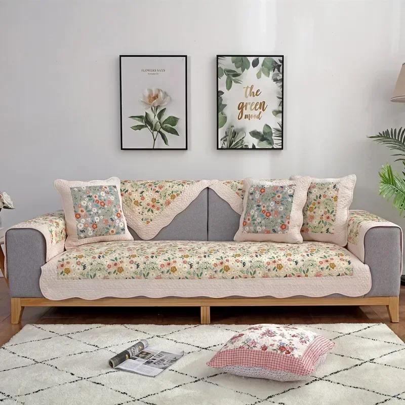 Four Seasons Universal Pastoral Printing Sofa Cushion Korean Style Small Floral Sofa Towel Hot Selling Cotton Sofa Covers