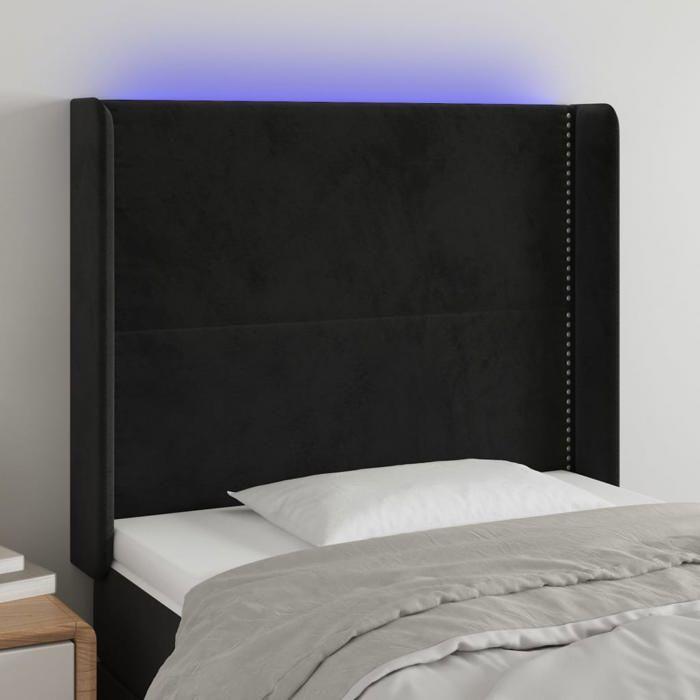 VidaXL LED Headboard Bedroom Furniture Single Bed Accessory Headboard Interior Black 3123940