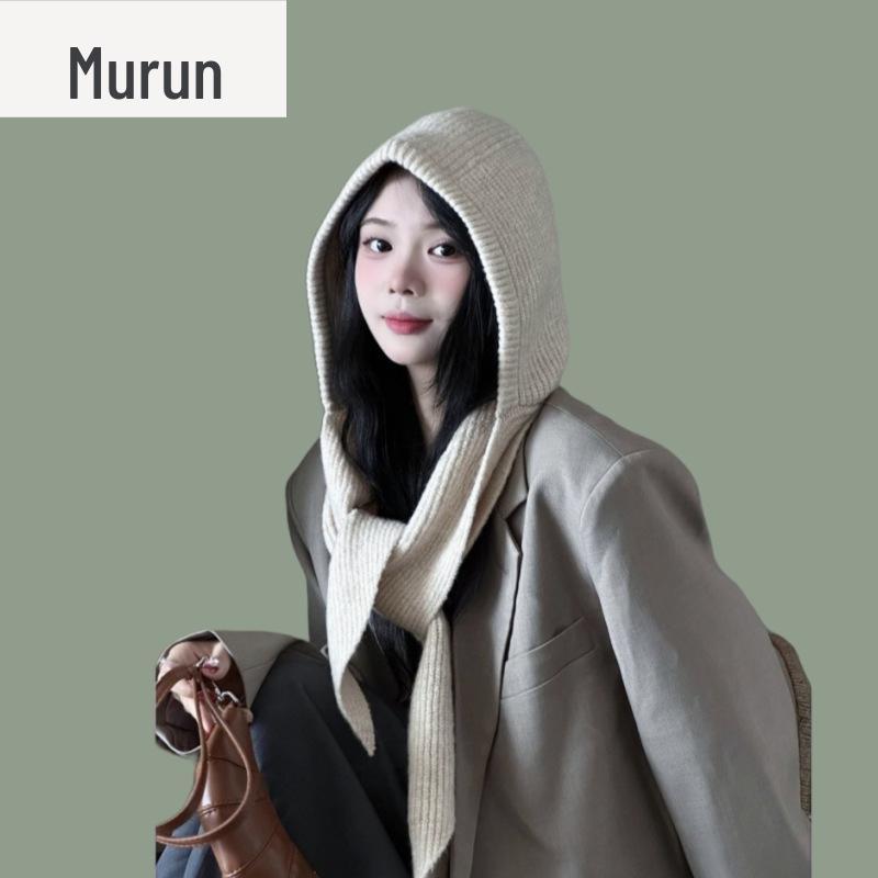 Strick-Schal-Mützen-Kombination in Übergröße: Warme, winddichte Winter-Woll- Sturmhaube für das Radfahren