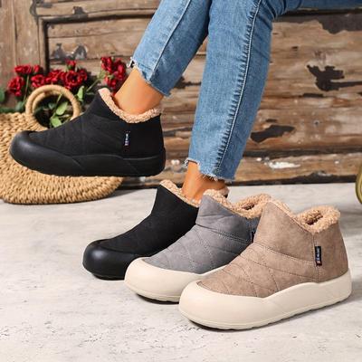 Dames Pluche Faux Fur Winterlaarzen Zacht Warm en Licht Beige-Vriendelijk met Laag Uitgesneden Design