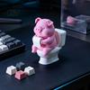 Detailed 3D Printed Model Cute Pig On Toilet Figurine, Funny Bathroom Desk Decor with Paper Decoration Roll, Humorous Sculpture for Shelf Office